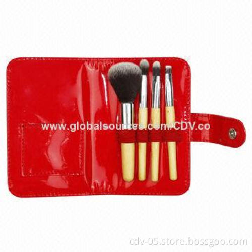 Makeup brushes with original bamboo brush handle and PU pouch, various colors are available